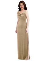 Cheap Asymmetrical One Shoulder Velvet Maxi Slip Bridesmaid Dress