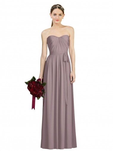Cheap Sweetheart Neckline Long Full Length Chiffon Bridesmaid Dress