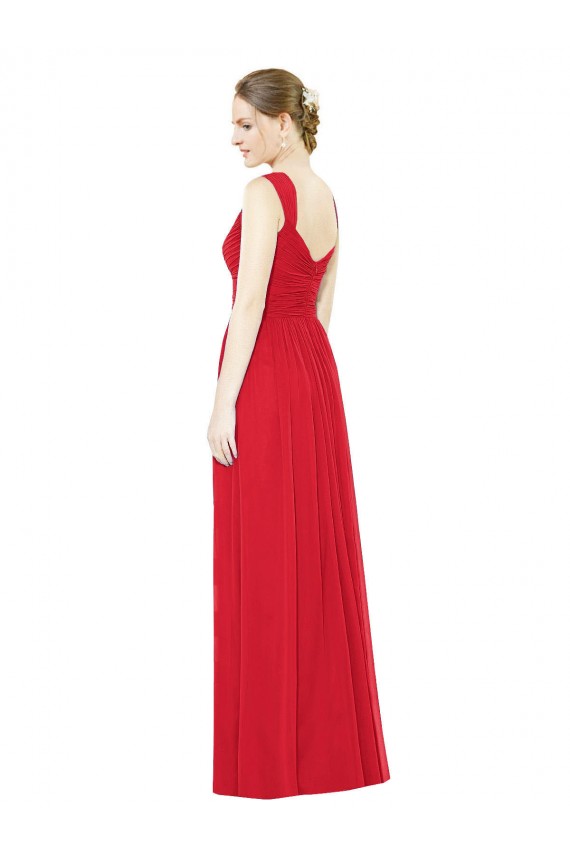 Full-Length Long Chiffon Bridesmaid Dress with Side Front Slit