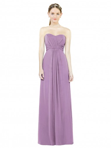 Cheap Sweetheart Neckline Strapless Chiffon Bridesmaid Dress with Wrap Pleat