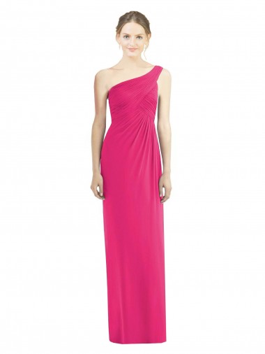 Cheap One Shoulder Long Chiffon Bridesmaid Dress