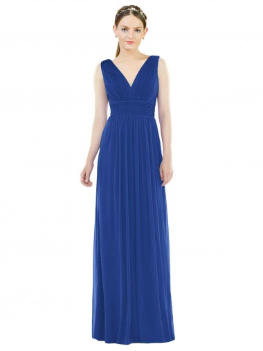Cheap Low Square Back Sleeveless Shirred Skirt Bridesmaid Dress
