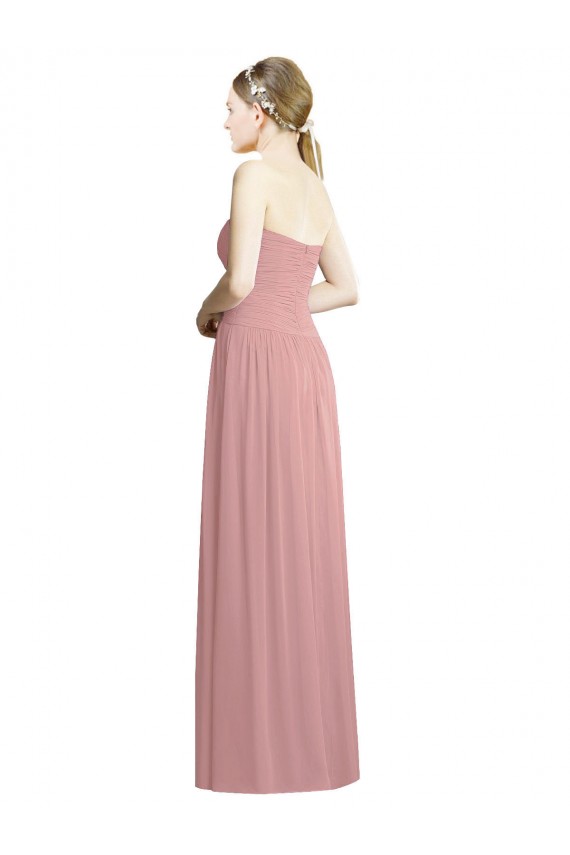 Crossover Draped Sweetheart Chiffon Bridesmaid Dress with Front Slit