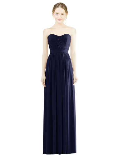 Cheap Low Back Draped Strapless Chiffon Bridesmaid Dress 