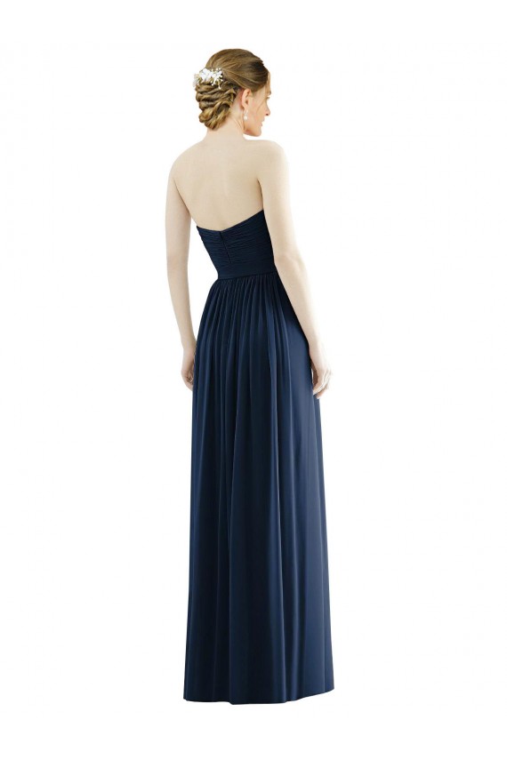 Low Back Draped Strapless Chiffon Bridesmaid Dress 