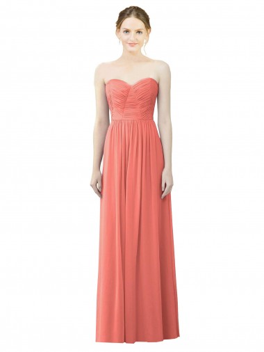 Cheap Draped Sweetheart Strapless Chiffon Bridesmaid Dress