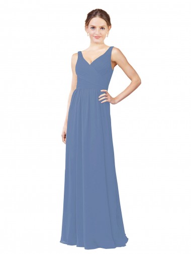 Cheap Draped V-Neck Luxe Chiffon Bridesmaid Dress