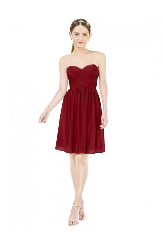 Short Sweetheart Knee Length Chiffon Bridesmaid Dress with Open Back