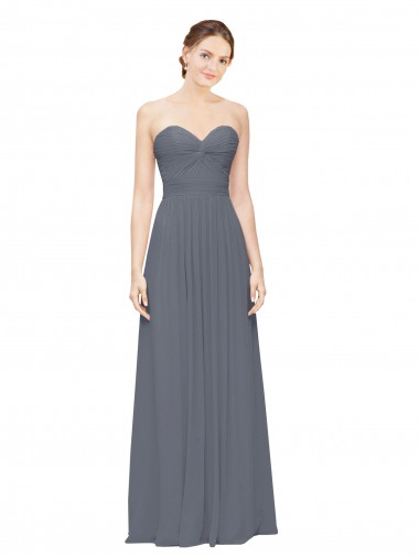 Cheap Twisted Waist Pleats Sweetheart Long Chiffon Bridesmaid Dress