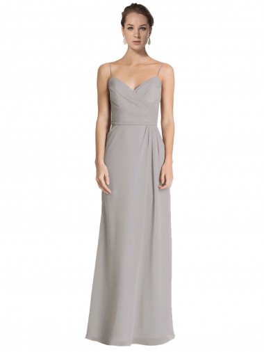 Cheap Long Chiffon A-Line Bridesmaid Dress with Criss-Cross Draped Bodice