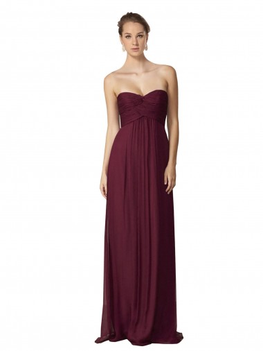 Cheap Floor Length Chiffon Bridesmaid Dress with Sweetheart Neckline