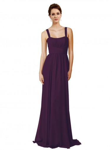 Cheap Full Length Chiffon Bridesmaid Dress with Spaghetti Straps