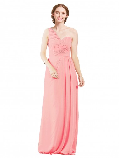 Cheap One Shoulder Sweetheart Neckline Long Chiffon Bridesmaid Dress