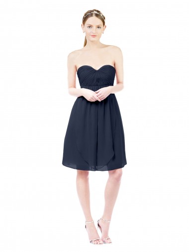 Cheap Sweetheart Cocktail Knee Length Chiffon Bridesmaid Dress Open Back
