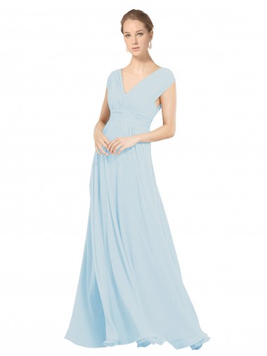 Cheap Chiffon Bridsmaids Dress with V-Neckline and Tie V Back