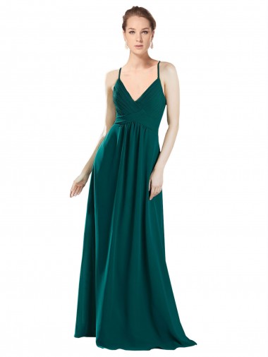 Cheap Sexy Chiffon Bridesmaid Dress with Deep V-Neckline