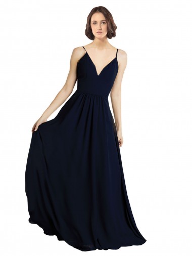 Cheap Simple Chiffon Bridesmaid Dress with Deep V-Neckline