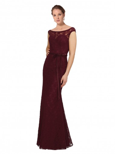 Cheap Lace Bridesmaids Dress with Matching Satin Tie Sash