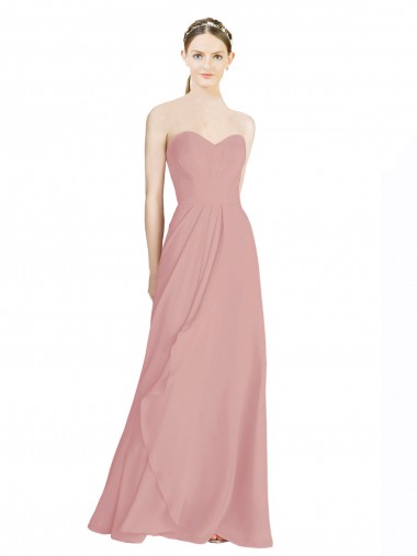 Cheap Daped A-Line Chiffon Bridesmaid Dress with Pleated Sweetheart Bodice