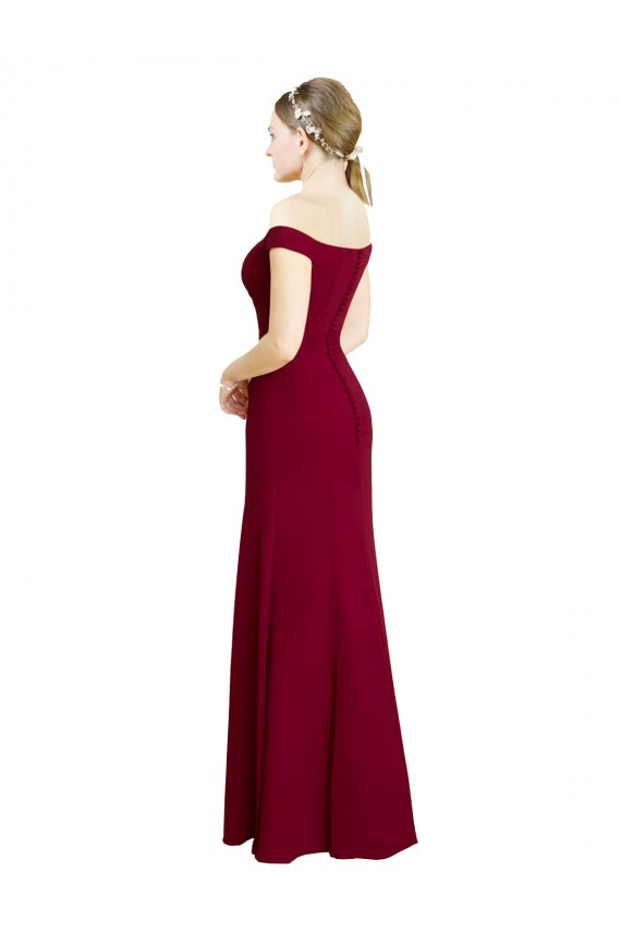 Off the Shoulder Long Chiffon Bridesmaid Dress with Pleats