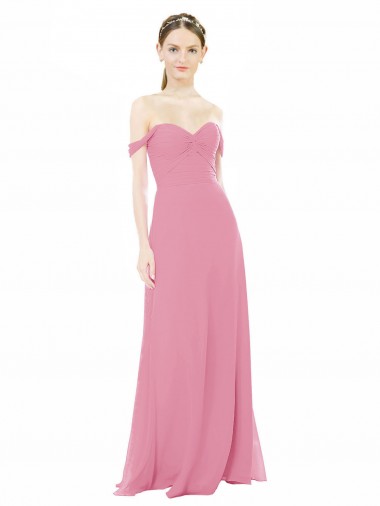 Cheap Fitted Sweetheart Bodice Chiffon Bridesmaid Dress with Draped Cap Sleeves