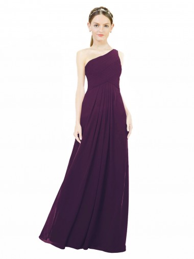 Cheap One Shoulder Chiffon Bridesmaid Dress with Draped Bodice