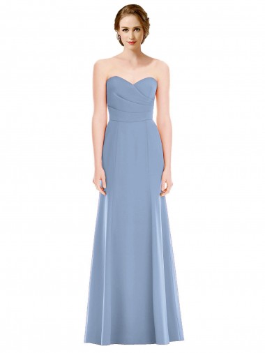 Cheap Draped Strapless Sweetheart Trumpet Chiffon Bridesmaid Dress