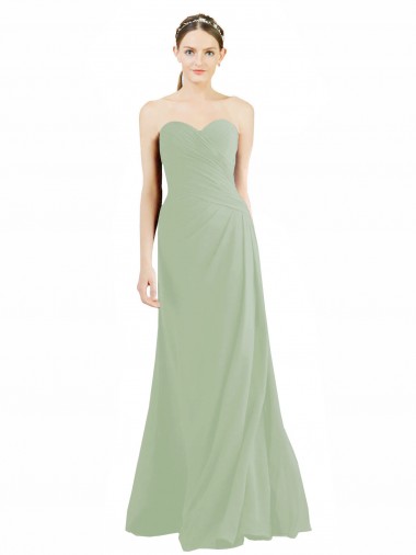 Cheap Sweetheart Neckline Draped Floor Length Chiffon Bridesmaid Dress