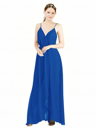 Cheap Sleeveless Surplice Chiffon Bridesmaid Dress with Spaghetti Straps