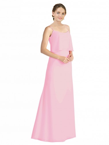 Cheap Spaghetti Straps A-Line Chiffon Bridesmaid Dress Low Back