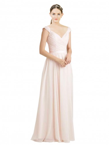 Cheap Sweetheart A-Line Chiffon Bridesmaid Dress with Ruched Lace Bodice