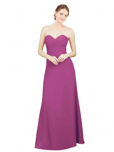 Cheap Sweetheart Neckline Pleated Chiffon Bridesmaid Dress with Low Back
