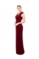 Cap Sleeves Chiffon Bridesmaid Dress with Pleated V-Neck Bodice