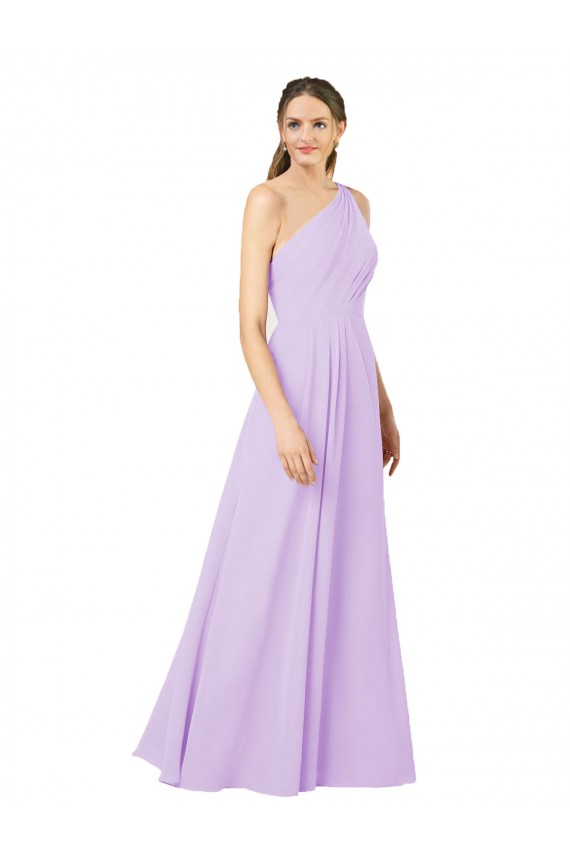 Grecian Inspired Simple One Shoulder Chiffon Bridesmaid Dress with Ruching