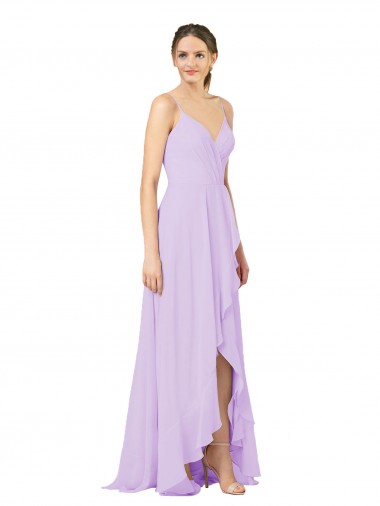 Cheap High-Low Chiffon Bridesmaid Dress with Ruffle Detail