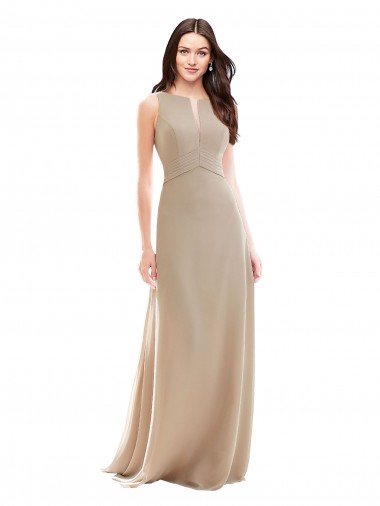 Cheap Elegant Bridesmaid with High Neckline and Illusion V-Neck