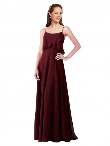 Cheap Chiffon Bridesmaids Dress with Spaghetti Straps
