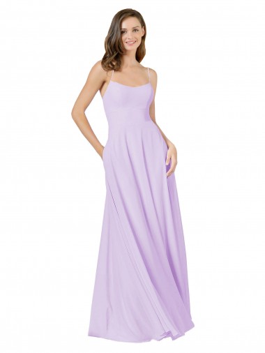 Cheap Simple Chiffon Bridesmaid Dress with Pocket