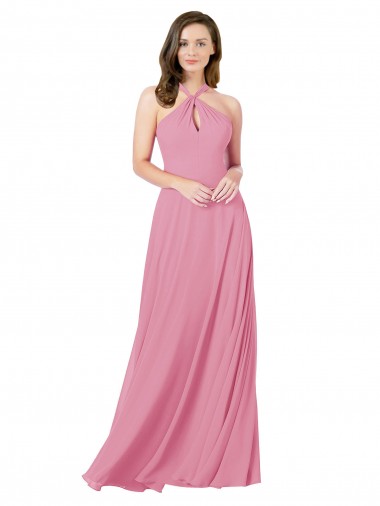 Cheap Chiffon Bridesmaid Dress with Keyhole Front