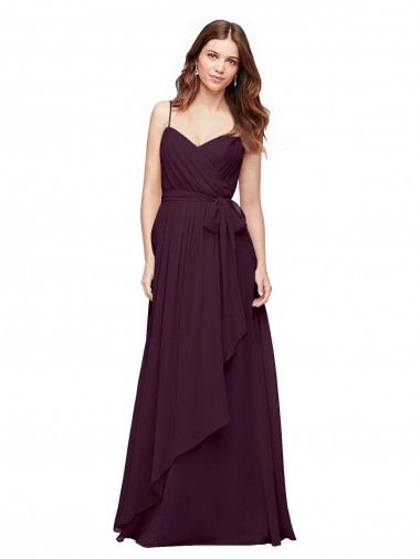 Cheap Wrapped Sweetheart Neckline Long Chiffon Bridesmaid Dress 