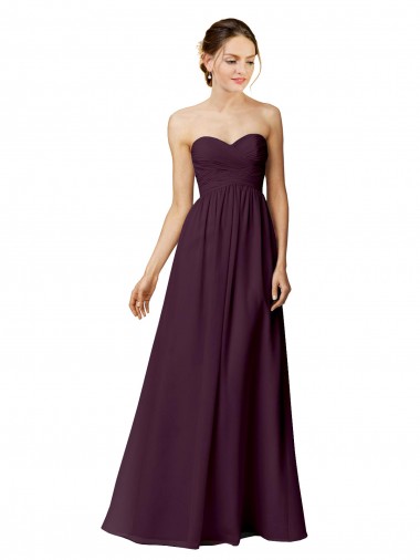 Cheap Strapless Chiffon Bridesmaid Dress with Criss Cross Shirred Bodice