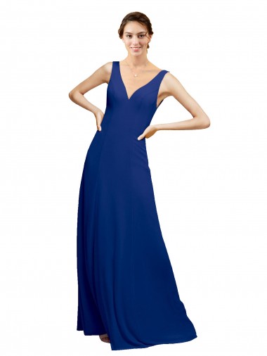 Cheap V-Neck Sheath Chiffon Bridesmaid Dress with V-Back