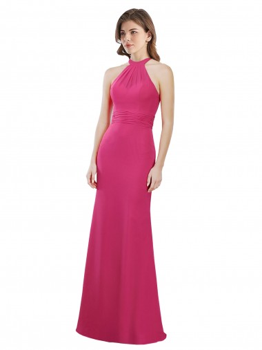 Cheap Slim A-Line Long Chiffon Bridesmaid Dress with Strappy Back