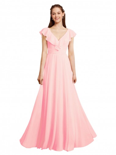 Cheap Chiffon A-Line Dress with Full Circle Skirt and Gathered Waistband