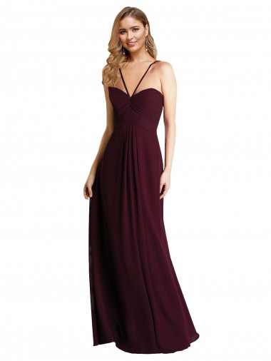 Cheap Long Chiffon Bridesmaid Dress with Sweetheart Neckline