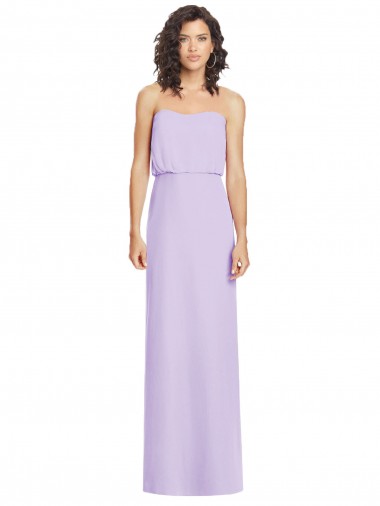 Cheap Full Length Lux Chiffon Blouson Bodice Bridesmaid Dress