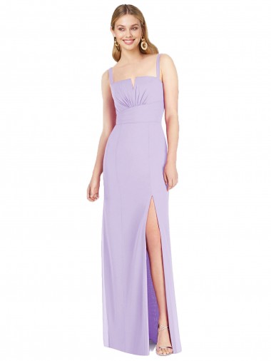 Cheap Spaghetti Straps Mermaid Chiffon Bridesmaid Dress with Side Front Slit