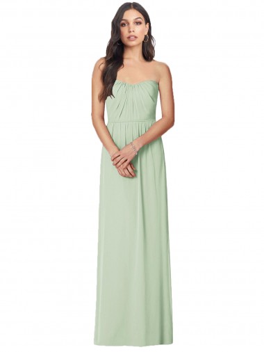 Cheap Strapless Sweetheart All-Over Shirring Chiffon Bridesmaid Dress
