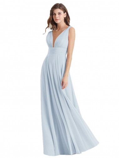 Cheap Plunge Deep V-Neckline Low Back Chiffon Bridesmaid Ress