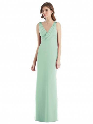 Cheap Sleek Open Back Chiffon V-Neck Bridesmaid Dress